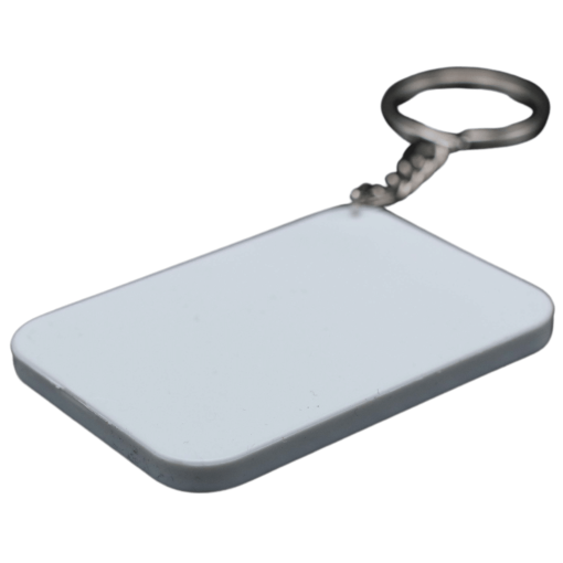Keyring (Polymer; White; Rectangle; 4.8cm x 6.7cm Custom Printed